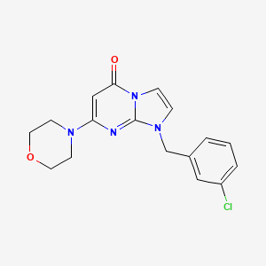 molecular formula C17H17ClN4O2 B10786299 1-[(3-Chlorophenyl)methyl]-7-morpholin-4-ylimidazo[1,2-a]pyrimidin-5-one 