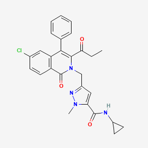 1H-Pyrazole-5-carboxamide, 3-[[6-chloro-1-oxo-3-(1-oxopropyl)-4-phenyl-2(1H)-isoquinolinyl]methyl]-N-cyclopropyl-1-methyl-