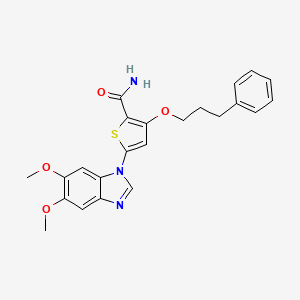 5-(5,6-dimethoxy-1H-1,3-benzodiazol-1-yl)-3-(3-phenylpropoxy)thiophene-2-carboxamide