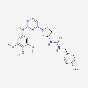 molecular formula C26H32N6O5 B10786374 1-[(4-Methoxyphenyl)methyl]-3-[1-[2-(3,4,5-trimethoxyanilino)pyrimidin-4-yl]pyrrolidin-3-yl]urea 