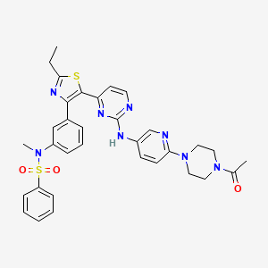 N-(3-(5-(2-((6-(4-Acetylpiperazin-1-yl)pyridin-3-yl)amino)pyrimidin-4-yl)-2-ethylthiazol-4-yl)phenyl)-N-methylbenzenesulfonamide