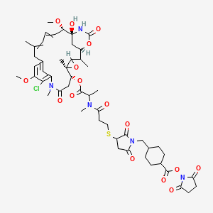 molecular formula C51H66ClN5O16S B10786458 (2,5-dioxopyrrolidin-1-yl) 4-[[3-[3-[[1-[[(1R,5S,6R,20S,21S)-11-chloro-21-hydroxy-12,20-dimethoxy-2,5,9,16-tetramethyl-8,23-dioxo-4,24-dioxa-9,22-diazatetracyclo[19.3.1.110,14.03,5]hexacosa-10,12,14(26),16,18-pentaen-6-yl]oxy]-1-oxopropan-2-yl]-methylamino]-3-oxopropyl]sulfanyl-2,5-dioxopyrrolidin-1-yl]methyl]cyclohexane-1-carboxylate 