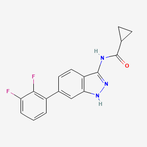 molecular formula C17H13F2N3O B10786462 N-[6-(2,3-difluorophenyl)-1H-indazol-3-yl]cyclopropanecarboxamide 