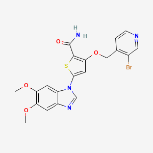 molecular formula C20H17BrN4O4S B10786470 3-((3-Bromopyridin-4-yl)methoxy)-5-(5,6-dimethoxy-1H-benzo[d]imidazol-1-yl)thiophene-2-carboxamide 