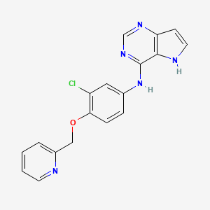 molecular formula C18H14ClN5O B10786489 N-(3-Chloro-4-(pyridin-2-ylmethoxy)phenyl)-5H-pyrrolo[3,2-d]pyrimidin-4-amine 