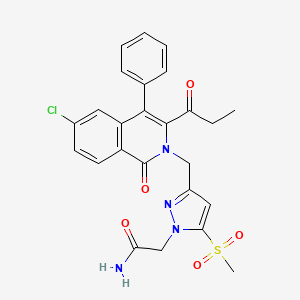 2-(3-((6-Chloro-1-oxo-4-phenyl-3-propionylisoquinolin-2(1H)-yl)methyl)-5-(methylsulfonyl)-1H-pyrazol-1-yl)acetamide