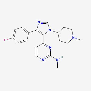 molecular formula C20H23FN6 B10786496 {4-[5-(4-Fluoro-phenyl)-3-(1-methyl-piperidin-4-yl)-3H-imidazol-4-yl]-pyrimidin-2-yl}-methyl-amine 