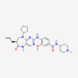 4-[[(7S)-9-cyclopentyl-5-methyl-6-oxo-7-prop-2-enyl-7,8-dihydropyrimido[4,5-b][1,4]diazepin-2-yl]amino]-3-methoxy-N-(1-methylpiperidin-4-yl)benzamide