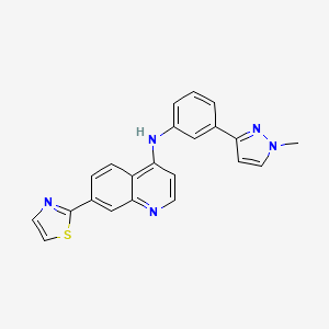 molecular formula C22H17N5S B10786544 N-[3-(1-methylpyrazol-3-yl)phenyl]-7-(1,3-thiazol-2-yl)quinolin-4-amine 