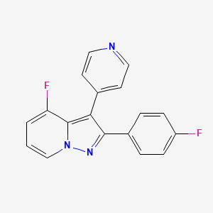 molecular formula C18H11F2N3 B10786553 4-Fluoro-2-(4-fluorophenyl)-3-(pyridin-4-yl)pyrazolo[1,5-a]pyridine 