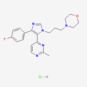 molecular formula C21H25ClFN5O B10786575 4-[3-[4-(4-Fluorophenyl)-5-(2-methylpyrimidin-4-yl)imidazol-1-yl]propyl]morpholine;hydrochloride 