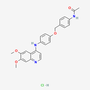 molecular formula C26H26ClN3O4 B10786597 N-[4-[[4-[(6,7-dimethoxyquinolin-4-yl)amino]phenoxy]methyl]phenyl]acetamide;hydrochloride 