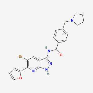 N-(5-Bromo-6-(furan-2-yl)-1H-pyrazolo[3,4-b]pyridin-3-yl)-4-(pyrrolidin-1-ylmethyl)benzamide