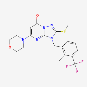 2-Methylsulfanyl-3-[[2-methyl-3-(trifluoromethyl)phenyl]methyl]-5-morpholin-4-yl-[1,2,4]triazolo[1,5-a]pyrimidin-7-one