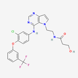 N-{2-[4-({3-Chloro-4-[3-(trifluoromethyl)phenoxy]phenyl}amino)-5H-pyrrolo[3,2-d]pyrimidin-5-yl]ethyl}-3-hydroxypropanamide