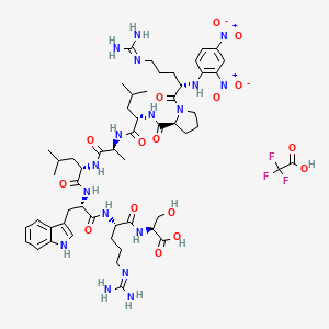 (2S)-2-[[(2S)-5-(diaminomethylideneamino)-2-[[(2S)-2-[[(2S)-2-[[(2S)-2-[[(2S)-2-[[(2S)-1-[(2S)-5-(diaminomethylideneamino)-2-(2,4-dinitroanilino)pentanoyl]pyrrolidine-2-carbonyl]amino]-4-methylpentanoyl]amino]propanoyl]amino]-4-methylpentanoyl]amino]-3-(1H-indol-3-yl)propanoyl]amino]pentanoyl]amino]-3-hydroxypropanoic acid;2,2,2-trifluoroacetic acid