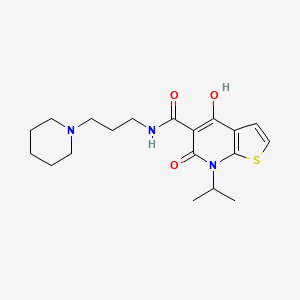 B10786889 4-Hydroxy-7-isopropyl-6-oxo-n-(3-(1-piperidinyl)propyl)-6,7-dihydrothieno(2,3-b)pyridine-5-carboxamide CAS No. 869493-21-0