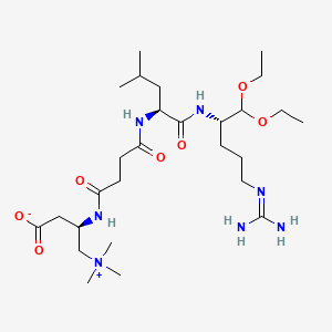 molecular formula C27H53N7O7 B10786890 L-Aminocarnityl-succinyl-leucyl-argininal-diethylacetal CAS No. 1006685-44-4