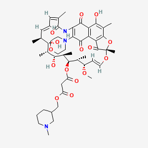 Rifamycin, 25-O-deacetyl-1,4-dideoxy-1,4-dihydro-25-O-(3-((1-methyl-3-piperidinyl)methoxy)-1,3-dioxopropyl)-3-(4-morpholinyl)-1,4-dioxo-