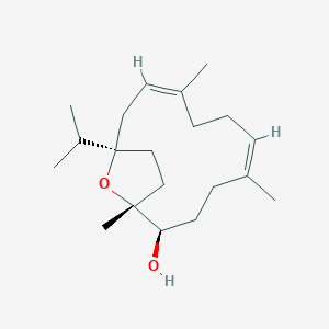 molecular formula C20H34O2 B10786966 (1R,2R,5Z,9Z,12R)-1,5,9-trimethyl-12-propan-2-yl-15-oxabicyclo[10.2.1]pentadeca-5,9-dien-2-ol 