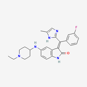 (3E)-5-[(1-ethylpiperidin-4-yl)amino]-3-[(3-fluorophenyl)-(5-methyl-1H-imidazol-2-yl)methylidene]-1H-indol-2-one