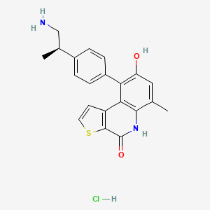 molecular formula C21H21ClN2O2S B10787279 9-[4-[(2R)-1-aminopropan-2-yl]phenyl]-8-hydroxy-6-methyl-5H-thieno[2,3-c]quinolin-4-one;hydrochloride 