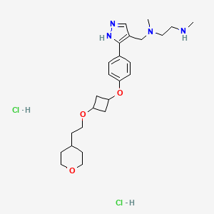 N,N'-dimethyl-N'-[[5-[4-[3-[2-(oxan-4-yl)ethoxy]cyclobutyl]oxyphenyl]-1H-pyrazol-4-yl]methyl]ethane-1,2-diamine;dihydrochloride