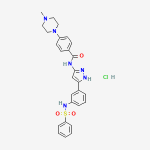 N-[5-[3-(benzenesulfonamido)phenyl]-1H-pyrazol-3-yl]-4-(4-methylpiperazin-1-yl)benzamide;hydrochloride