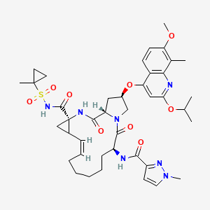 molecular formula C41H53N7O9S B10787378 (1S,4R,7Z,14S,18R)-18-(7-methoxy-8-methyl-2-propan-2-yloxyquinolin-4-yl)oxy-N-(1-methylcyclopropyl)sulfonyl-14-[(1-methylpyrazole-3-carbonyl)amino]-2,15-dioxo-3,16-diazatricyclo[14.3.0.04,6]nonadec-7-ene-4-carboxamide 