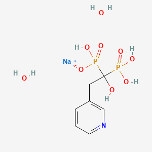 molecular formula C7H14NNaO9P2 B10787391 Sodium;hydroxy-(1-hydroxy-1-phosphono-2-pyridin-3-ylethyl)phosphinate;dihydrate 