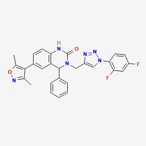 molecular formula C28H22F2N6O2 B10787403 3-[[1-(2,4-Difluorophenyl)triazol-4-yl]methyl]-6-(3,5-dimethyl-1,2-oxazol-4-yl)-4-phenyl-1,4-dihydroquinazolin-2-one 