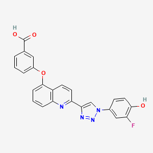 molecular formula C24H15FN4O4 B10787409 3-((2-(1-(3-fluoro-4-hydroxyphenyl)-1H-1,2,3-triazol-4-yl)quinolin-5-yl)oxy)benzoic acid 