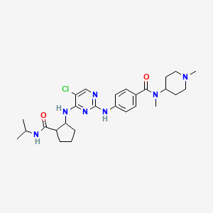 molecular formula C27H38ClN7O2 B10787415 4-[[5-chloro-4-[[2-(propan-2-ylcarbamoyl)cyclopentyl]amino]pyrimidin-2-yl]amino]-N-methyl-N-(1-methylpiperidin-4-yl)benzamide 