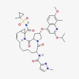 molecular formula C41H53N7O9S B10787427 18-(7-methoxy-8-methyl-2-propan-2-yloxyquinolin-4-yl)oxy-N-(1-methylcyclopropyl)sulfonyl-14-[(1-methylpyrazole-3-carbonyl)amino]-2,15-dioxo-3,16-diazatricyclo[14.3.0.04,6]nonadec-7-ene-4-carboxamide 