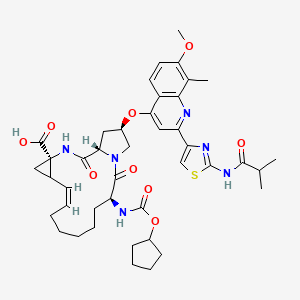 (1S,4R,7Z,14S,18R)-14-(cyclopentyloxycarbonylamino)-18-[7-methoxy-8-methyl-2-[2-(2-methylpropanoylamino)-1,3-thiazol-4-yl]quinolin-4-yl]oxy-2,15-dioxo-3,16-diazatricyclo[14.3.0.04,6]nonadec-7-ene-4-carboxylic acid