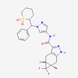 (4aR,5aR)-N-[1-[(1,1-dioxothian-2-yl)-phenylmethyl]pyrazol-4-yl]-5,5-difluoro-5a-methyl-1,4,4a,6-tetrahydrocyclopropa[f]indazole-3-carboxamide