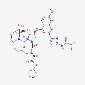 (1S,4R,14S,18R)-14-(cyclopentyloxycarbonylamino)-18-[7-methoxy-8-methyl-2-[2-(2-methylpropanoylamino)-1,3-thiazol-4-yl]quinolin-4-yl]oxy-2,15-dioxo-3,16-diazatricyclo[14.3.0.04,6]nonadec-7-ene-4-carboxylic acid