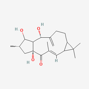 molecular formula C20H30O4 B10787683 (1R,3E,11S,13S,14S)-1,11,13-trihydroxy-3,6,6,14-tetramethyl-10-methylidenetricyclo[10.3.0.05,7]pentadec-3-en-2-one 