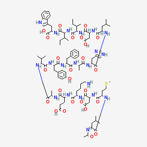 molecular formula C96H140N20O25S B10787729 4-[[2-[[2-[[2-[(2-acetamido-4-methylpentanoyl)amino]-4-methylsulfanylbutanoyl]amino]-3-carboxypropanoyl]amino]-6-aminohexanoyl]amino]-5-[[1-[[1-[[1-[[1-[[1-[[1-[[1-[[3-carboxy-1-[[1-[[1-[[1-carboxy-2-(1H-indol-3-yl)ethyl]amino]-3-methyl-1-oxopentan-2-yl]amino]-3-methyl-1-oxopentan-2-yl]amino]-1-oxopropan-2-yl]amino]-4-methyl-1-oxopentan-2-yl]amino]-3-(1H-imidazol-4-yl)-1-oxopropan-2-yl]amino]-1-oxopropan-2-yl]amino]-1-oxo-3-phenylpropan-2-yl]amino]-3-(4-hydroxyphenyl)-1-oxopropan-2-yl]amino]-3-methyl-1-oxobutan-2-yl]amino]-1-oxopropan-2-yl]amino]-5-oxopentanoic acid 