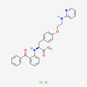 (2S)-2-(2-benzoylanilino)-3-[4-[2-[methyl(pyridin-2-yl)amino]ethoxy]phenyl]propanoic acid;hydrochloride