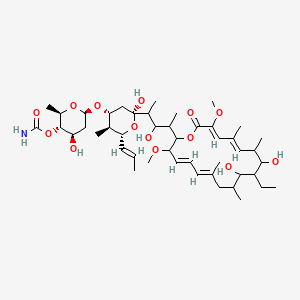 molecular formula C46H75NO14 B10787880 [(2R,3S,4R,6R)-6-[(2S,4R,5S,6R)-2-[4-[(4E,6E,14E,16Z)-11-ethyl-10,12-dihydroxy-3,17-dimethoxy-7,9,13,15-tetramethyl-18-oxo-1-oxacyclooctadeca-4,6,14,16-tetraen-2-yl]-3-hydroxypentan-2-yl]-2-hydroxy-5-methyl-6-[(E)-prop-1-enyl]oxan-4-yl]oxy-4-hydroxy-2-methyloxan-3-yl] carbamate CAS No. 98932-70-8