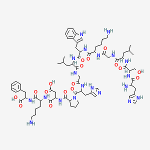 molecular formula C72H104N20O17 B10787882 H-DL-His-DL-Ser-DL-Leu-Gly-DL-Lys-DL-Trp-DL-Leu-Gly-DL-His-DL-Pro-DL-Asp-DL-Lys-DL-Phe-OH 