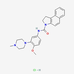 molecular formula C25H29ClN4O2 B10787975 N-[4-methoxy-3-(4-methylpiperazin-1-yl)phenyl]-1,2-dihydrobenzo[e]indole-3-carboxamide;hydrochloride 