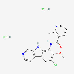 molecular formula C19H17Cl3N4O2 B10787994 N-(6-chloro-7-methoxy-9H-pyrido[3,4-b]indol-8-yl)-2-methylpyridine-3-carboxamide;dihydrochloride 