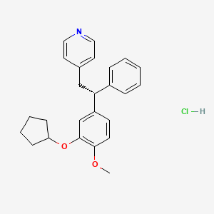 molecular formula C25H28ClNO2 B10788001 4-[(2R)-2-(3-cyclopentyloxy-4-methoxyphenyl)-2-phenylethyl]pyridine;hydrochloride 