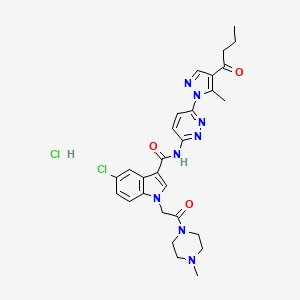 N-[6-(4-butanoyl-5-methylpyrazol-1-yl)pyridazin-3-yl]-5-chloro-1-[2-(4-methylpiperazin-1-yl)-2-oxoethyl]indole-3-carboxamide;hydrochloride