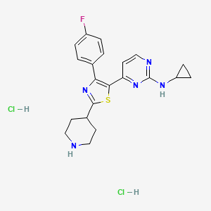 N-cyclopropyl-4-[4-(4-fluorophenyl)-2-piperidin-4-yl-1,3-thiazol-5-yl]pyrimidin-2-amine;dihydrochloride