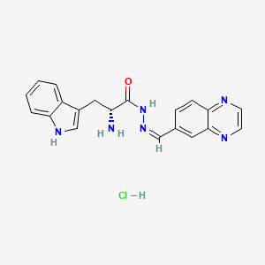 molecular formula C20H19ClN6O B10788075 (2R)-2-amino-3-(1H-indol-3-yl)-N-[(Z)-quinoxalin-6-ylmethylideneamino]propanamide;hydrochloride 