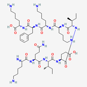 (2S)-6-amino-2-[[(2S)-2-[[(2S)-6-amino-2-[[(2S)-6-amino-2-[[(2S,3S)-2-[[(2S)-2-[[(2S,3S)-2-[[(2S)-5-amino-2-[[(2S)-2,6-diaminohexanoyl]amino]-5-oxopentanoyl]amino]-3-methylpentanoyl]amino]-4-carboxybutanoyl]amino]-3-methylpentanoyl]amino]hexanoyl]amino]hexanoyl]amino]-3-phenylpropanoyl]amino]hexanoic acid