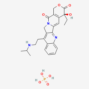 molecular formula C25H30N3O8P B10788125 (19S)-19-ethyl-19-hydroxy-10-[2-(propan-2-ylamino)ethyl]-17-oxa-3,13-diazapentacyclo[11.8.0.02,11.04,9.015,20]henicosa-1(21),2,4,6,8,10,15(20)-heptaene-14,18-dione;phosphoric acid 